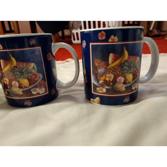 Set Of 4 "Tropical  Fruit" Lang and Wise Collector Mugs  Coffee Cup 1997 - Picture 7 of 12